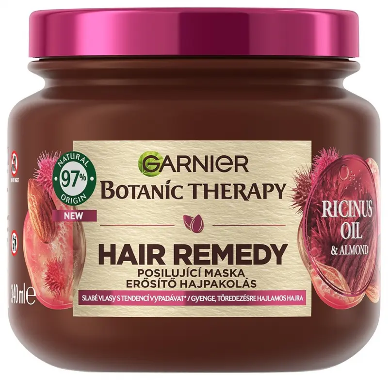 GARNIER Botanic Therapy Hair Remedy Ricinusolaj & Mandulaolaj hajpakolás gyenge, töredezésre hajlamos hajra 340 ml