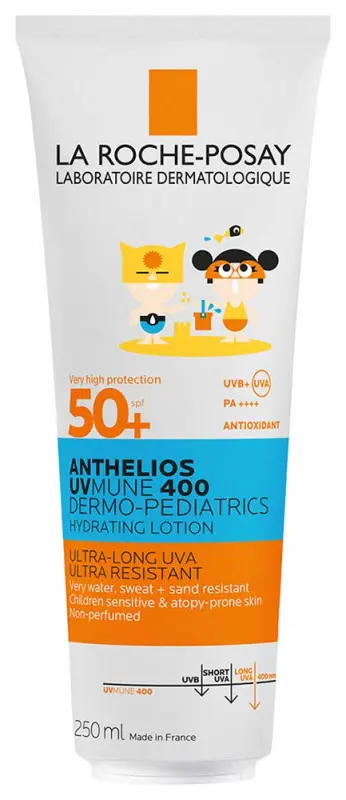 LA ROCHE-POSAY Anthelios UVMUNE 400 Dermo-Pediatrics Hidratáló napvédő tej SPF 50+ gyermekeknek 250 ml