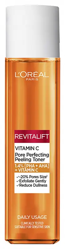 L'ORÉAL PARIS Bright Reveal tonik C-vitaminnal a pórusok összehúzásáért és a fakónak látszó bőr ragyogóbbá tételéért 180 ml